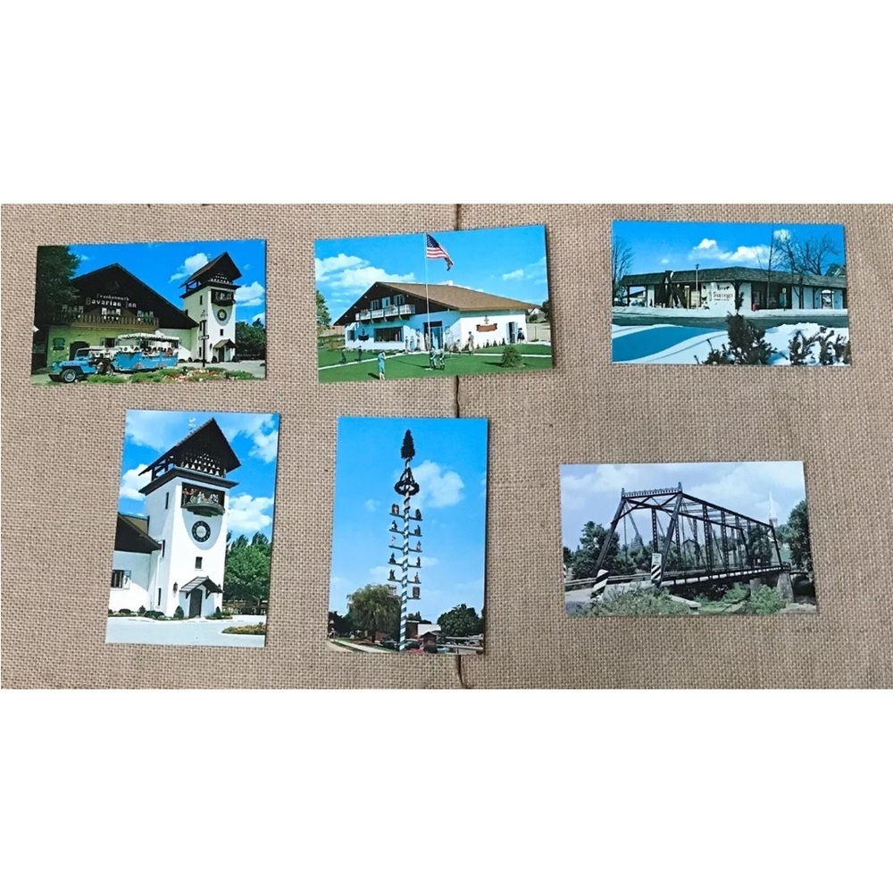 Vintage Postcard Lot Frankenmuth Michigan Maypole Glockenspiel Tower Framable